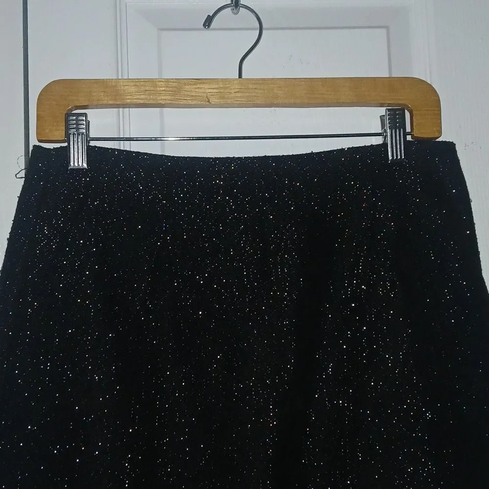 Gap Factory black silver metallic mini skirt Sz 8 EUC